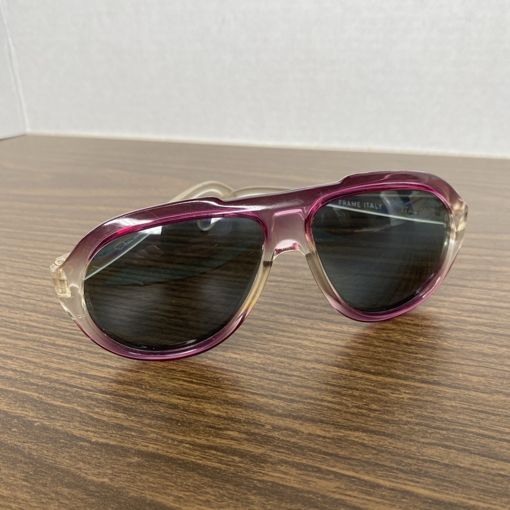VTG 70s Oscar de la Renta Plastic Ombré Oversized Aviator Sunglasses Italy